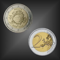 2 EURO 10 Jahre EURO Bargeld Malta 2012