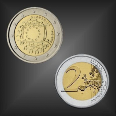 2 EURO Europaflagge Slowenien 2015