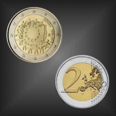 2 EURO Europaflagge Spanien 2015