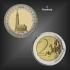 2 EURO Hamburger Michel -J- BRD 2008