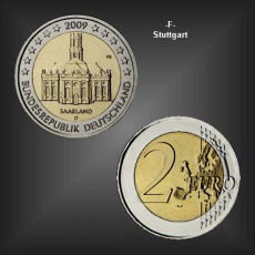 2 EURO Ludwigskirche Saarland -F- BRD 2009