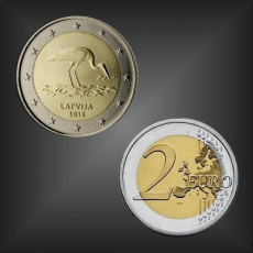 2 EURO Schwarzstorch Lettland 2015