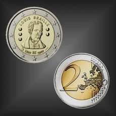 2 EURO Louis Braille Belgien 2009